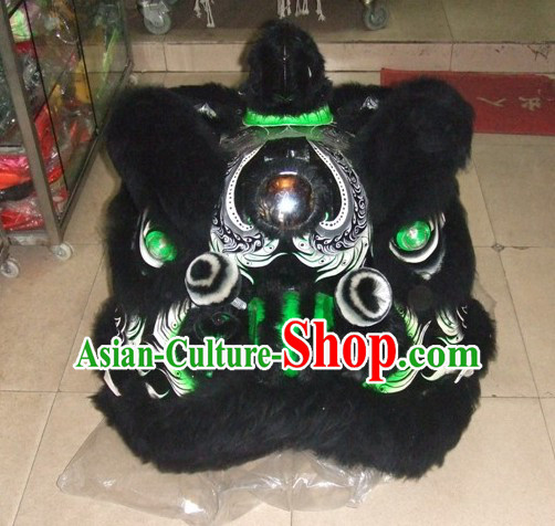 Top Ancient Chinese Zhang Fei Natural Wool Traditional Futsan Style Lion Dance Costumes Complete Set