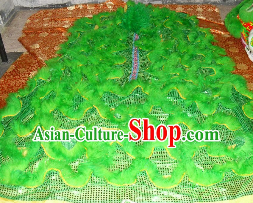 Green Top Asian Chinese Lion Dance Troupe Performance Suppliers Pants Equipments Art Instruments Lion Tail Costumes