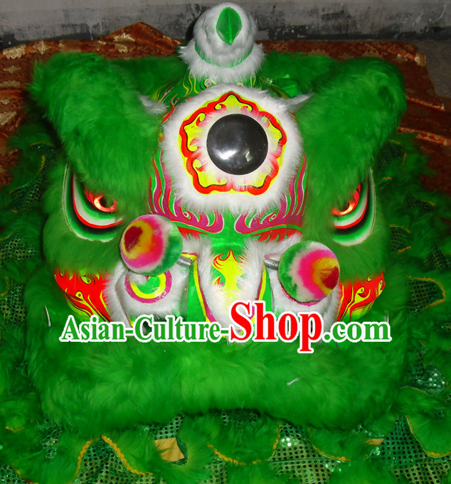 Green Top Asian Chinese Lion Dance Troupe Performance Suppliers Pants Equipments Art Instruments Lion Tail Costumes Complete Set for Men