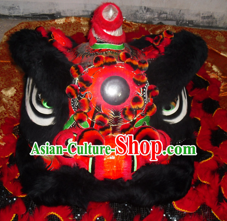 Black Wool Top Asian Chinese Lion Dance Troupe Performance Suppliers Pants Equipments Art Instruments Lion Tail Costumes Complete Set for Men