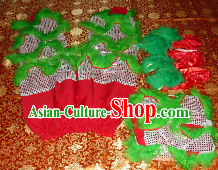 Grass Green Top Asian Chinese Lion Dance Troupe Performance Suppliers 2 Pairs of Pants and Claws