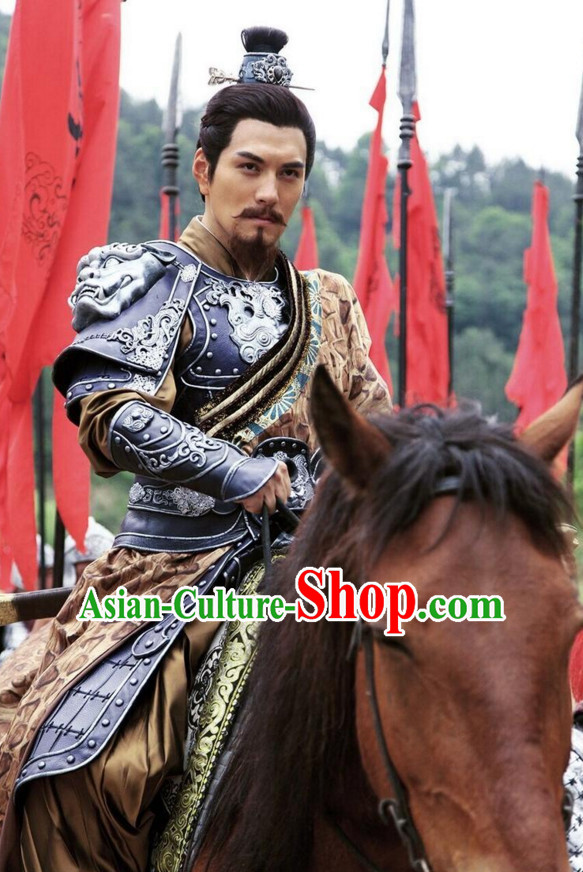 Ancient Chinese Superhero Emperor Fighter Body Armor Costumes Garments Complete Set for Men