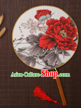 Ancient Chinese Classic Handmade Flower Palace Fan Round Fan Mandarin Fan Gong Shan Dance Fan