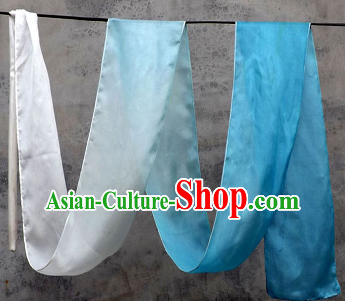 Top 3 Meters Pure Silk White to Blue Color Changing Colr Change Dance Ribbon Dancing Ribbons