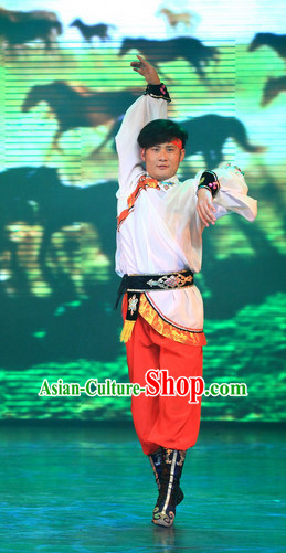Chinese Stage Mongolian Dancing Dancewear Costumes Dancer Costumes Dance Costumes Chinese Dance Clothes Traditional Chinese Clothes Complete Set for Men Kids