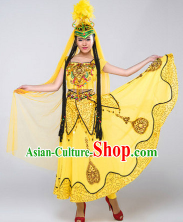 Chinese Stage Xinjiang Dancing Dancewear Costumes Dancer Costumes Dance Costumes Chinese Dance Clothes Traditional Chinese Clothes Complete Set for Women Children