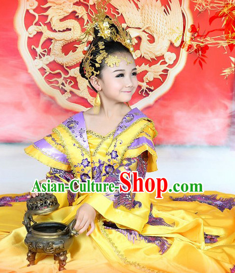 Chinese Ancient Empress Princess Clothes and Headwear Complete Set for Girls Ladies