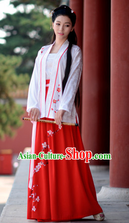Top Chinese Ming Dynasty Beauty Wedding Hanfu Clothing Chinese Hanfu Costume Hanfu Dress Ancient Chinese Costumes and Hair Jewelry Complete Set for Women Girls Children