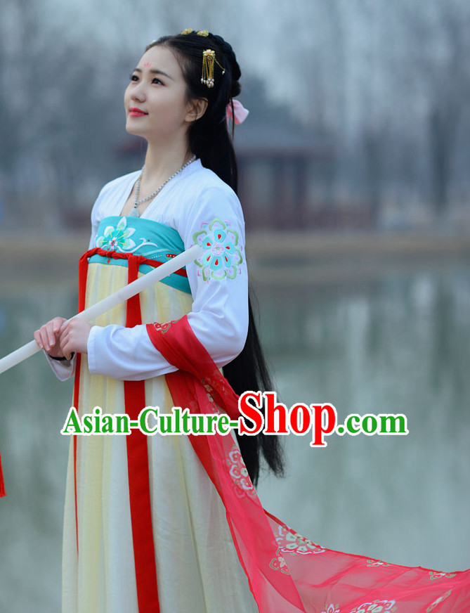 Top Chinese Tang Dynasty Princess Hanfu Clothing Chinese Hanfu Costume Hanfu Dress Ancient Chinese Costumes and Hat Complete Set for Women Girls Children