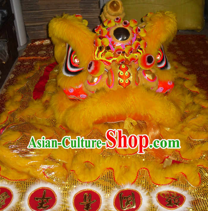 Top Gold Color Competition and Parade Hok San Lion Dancing Costume Complete Set