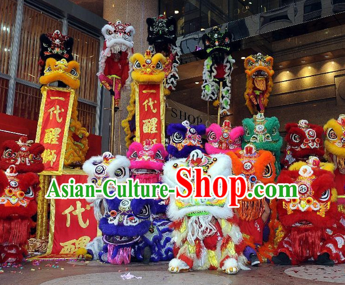Supreme 100_ Long Natural Wool Chinese Southern Lion Dance Equipments Complete Set