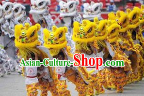 Yellow 2008 Beijing Olympic Games Opening Ceremony 100_ Natural Long Wool Lion Dance Equipments Complete Set
