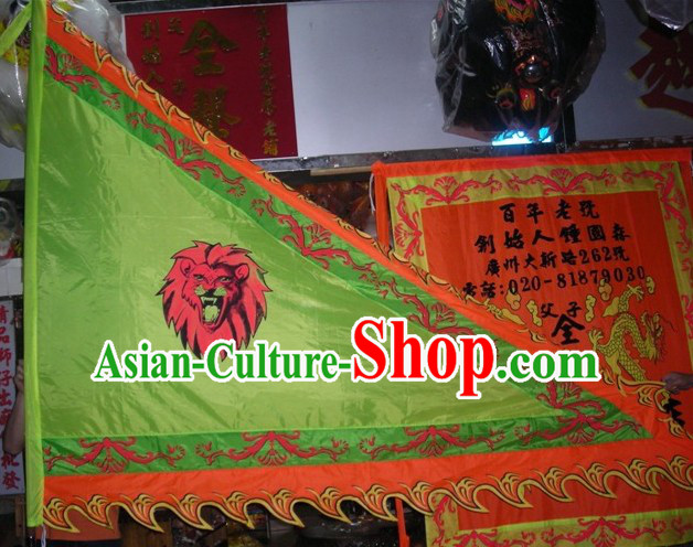Traditional Chinese Lion Dance Dragon Dance Performance Troupe Big Triangle Banner Giant Flag