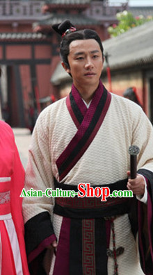 Traditional Chinese Han Dynasty Male Dress Chinese Hanfu Clothing Cloth China Attire Oriental Dresses Complete Set for Men