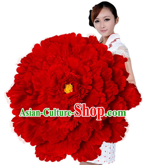 Red Traditional Dance Peony Umbrella Props Flower Umbrellas Dancing Prop Decorations