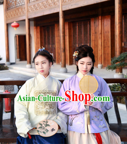 Traditional Chinese Ancient Ming Dynasty Lady Embroidered Clothing Complete Set for Women