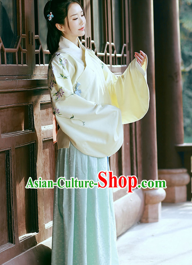 Traditional Chinese Ancient Ming Dynasty Costumes Clothes and Headgear Complete Set for Women