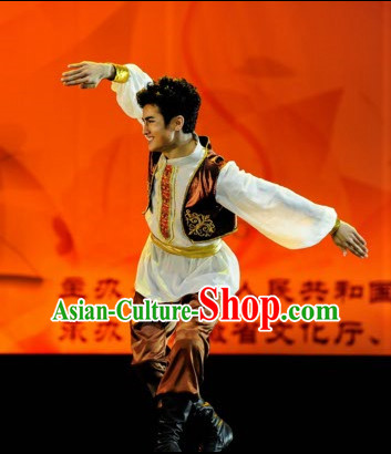 Xinjiang Chinese Traditional Dance Costume Folk Dancing Costumes Traditional Chinese Dance Costumes Asian Dance Costumes Complete Set for Men