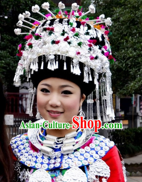Chinese Miao Tribe Handmade Silver Hat for Women