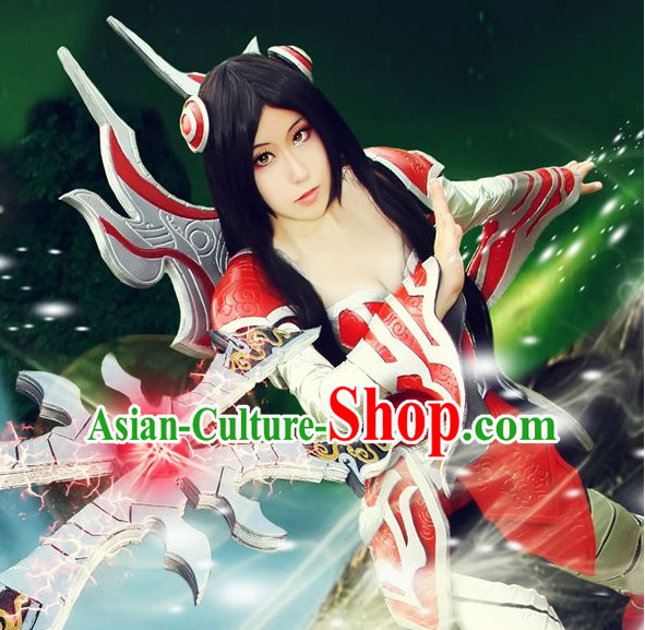 Chinese Superheroine Cosplay Costumes and Accessories Complete Set for Women Girls