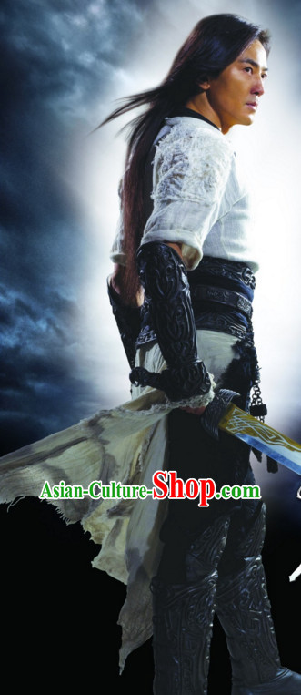 Chinese Ancient Martial Arts Master Costumes Suit Complete Set for Men
