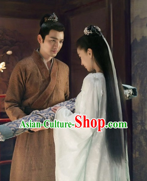 Ancient Chinese Handsome Men Hanfu Han Fu Clothing and Mantle Complete Set