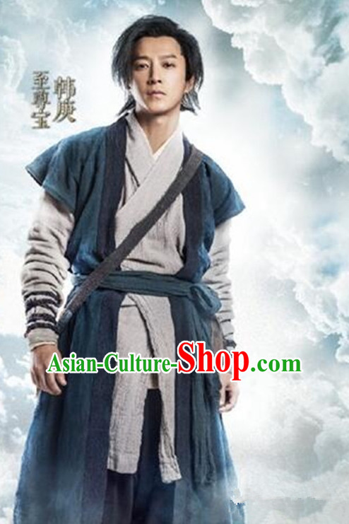 Top Chinese Ancient Knight Costume in Women's Theater and Reenactment Costumes Ancient Chinese Clothes Complete Set for Men