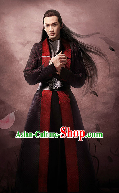 Ancient Chinese TV Drama Men's Clothing _ Apparel Chinese Traditional Dress Theater and Reenactment Costumes and Coronet Complete Set for Men