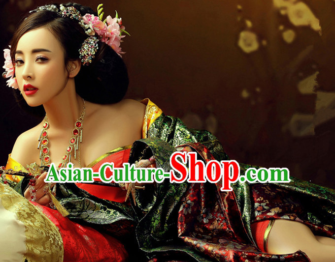 Chinese Sexy Women's Clothing _ Apparel Chinese Traditional Dress Theater and Reenactment Costumes and Headwear Complete Set