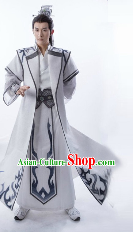 Chinese Ancient Prince Men's Clothing _ Apparel Chinese Traditional Dress Theater and Reenactment Costumes and Headwear Complete Set