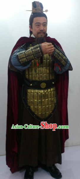 Ancient Chinese General Armor Costumes and Coronet Complete Set for Men