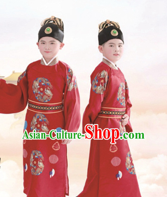 Ancient Chinese Prince Dress Emperor Costumes Embroidered Dragon Robe and Hat Crown Complete Set for Men