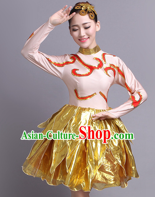Chinese Dance Costume Dance Costumes Fan dance Umbrella Ribbon Fans Water Sleeve Dancer Dancing Costumes Complete Set
