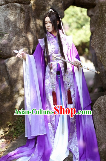 Top Chinese Ancient Costumes Theater and Reenactment Costumes and Headgear Complete Set for Women