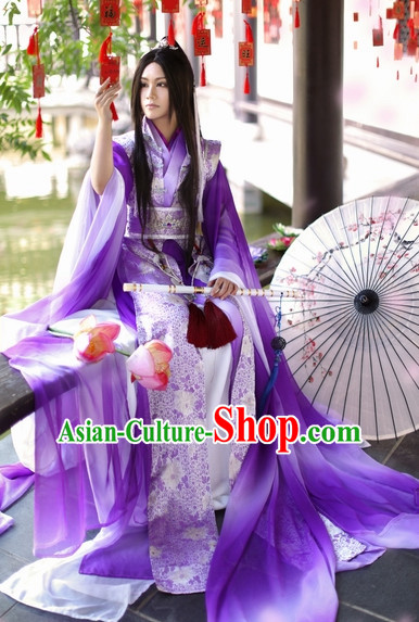Top Chinese Ancient Costumes Theater and Reenactment Costumes and Headgear Complete Set for Women