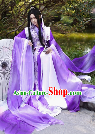 Top Chinese Ancient Costumes Theater and Reenactment Costumes and Headgear Complete Set for Women