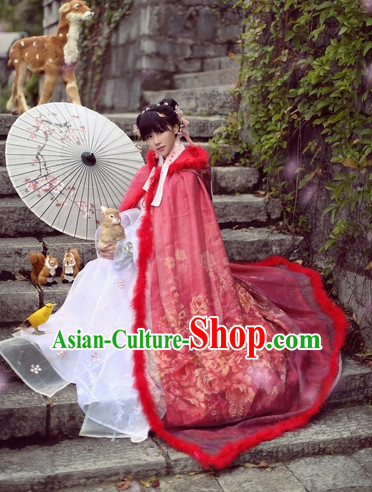 Top Chinese Ancient Princess Dresses Theater and Reenactment Costumes Cape Mantle Complete Set for Women Girls