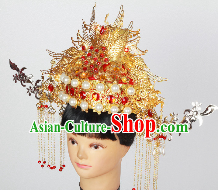 Supreme Handmade Chinese Ancient Imperial Palace Empress Wedding Phoenix Hat