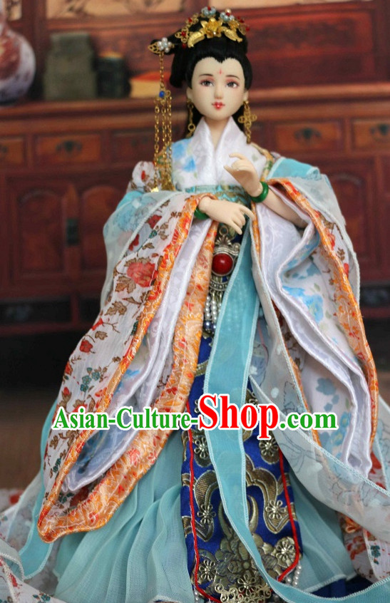 Traditional Qing Dynasty Chinese Women Clothing Imperial Dresses National Costume and Hair Ornaments Complete Set