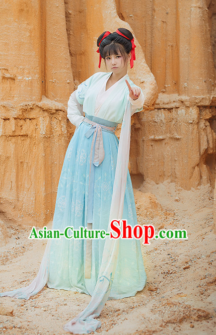 Chinese Ancient Women Hanfu Clothing Stage Drama Performance Traditional Girl Dress and Hairpins Complete Set