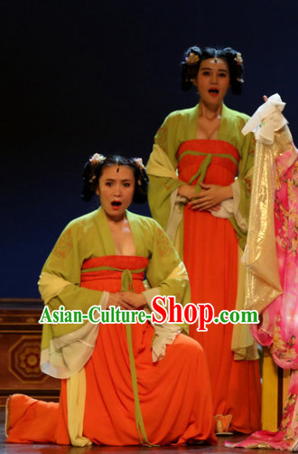 China Ancient Tang Dynasty Palace Maid Opera Costume Drama Stage Costumes Complete Set