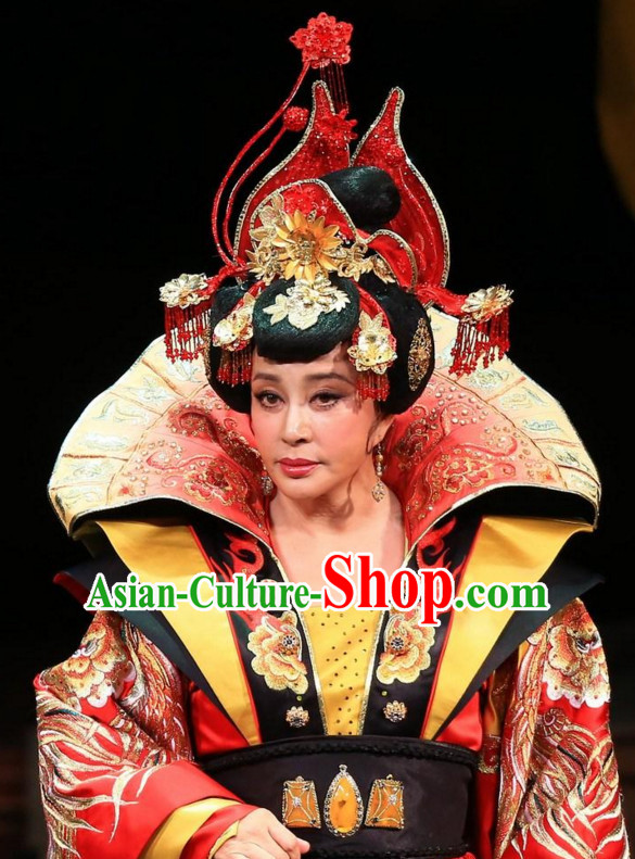 China Ancient Tang Dynasty Palace Black Wigs Headdress Hair Jewelry Set
