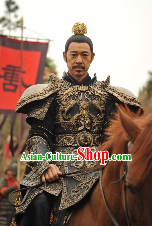 Chinese Ancient Tang Dynasty Emperor Body Armor Costumes Garment Complete Set for Men