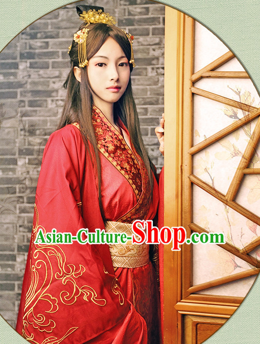 Chinese Red Hanfu Fairy Robe Clothing Handmade Bjd Dress Opera Costume Drama Costumes Complete Set
