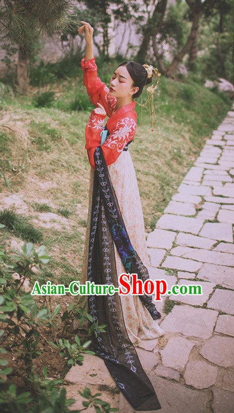 Chinese dress clothes skirt shirt pant wings evening dress water armor cloth scarf red hanfu red dress gown costumes