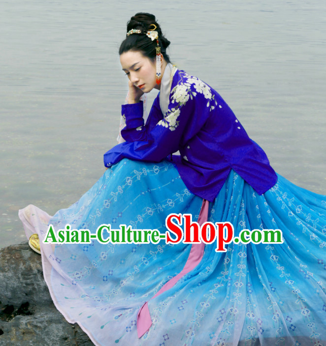 Chinese Ancient Ming Dynasty Clothing Han Fu Suit Complete Set for Women