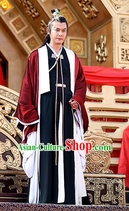 Chinese Ancient Swordsman Hero Costumes and Hair Ornaments Complete Set