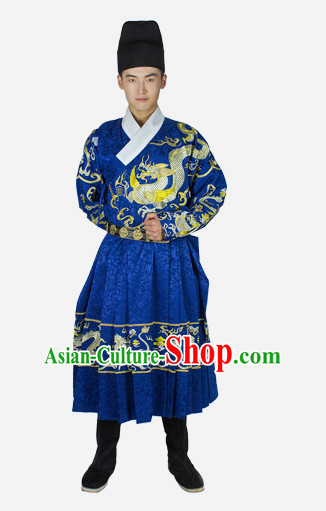Chinese Traditional Ming Dynasty Men Bodyguard Stage Hanfu Hanbok Kimono Feitian Costume Dresses Costume Ancient Fairy Garment and Headpieces Complete Set