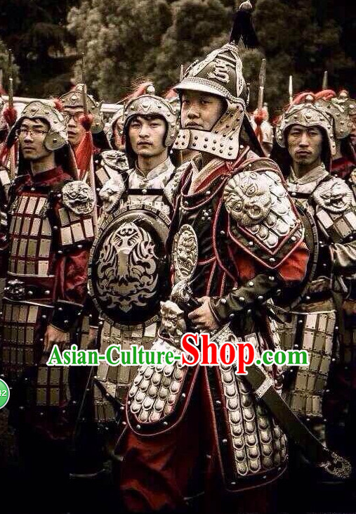 Chinese Armor Hanfu Dress Gown Costumes Ancient Costume Clothing Complete Set