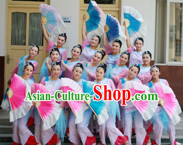 Chinese Classical  Fan Dance Costume Complete Set
